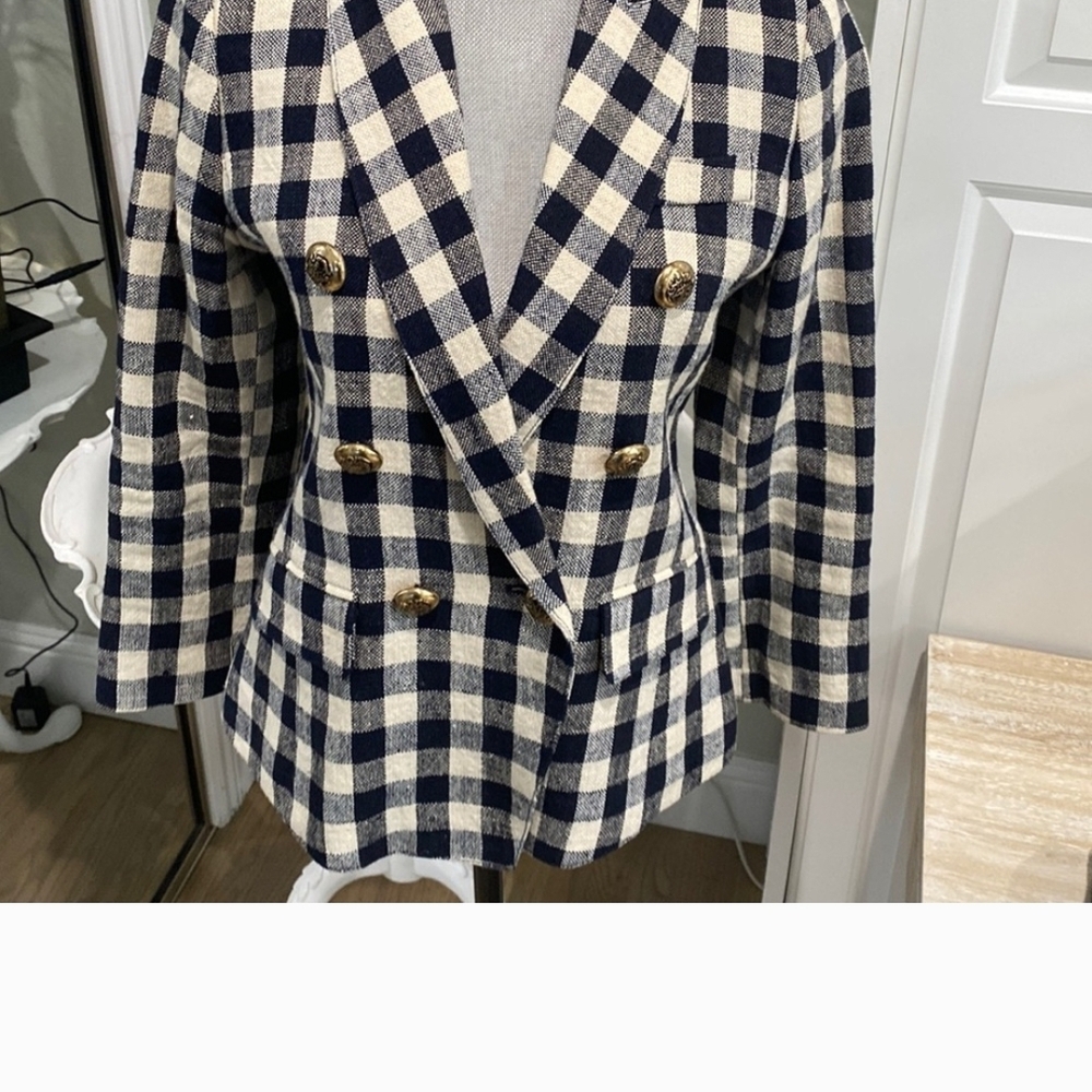 Smythe Navy and Cream Checkered Blazer
